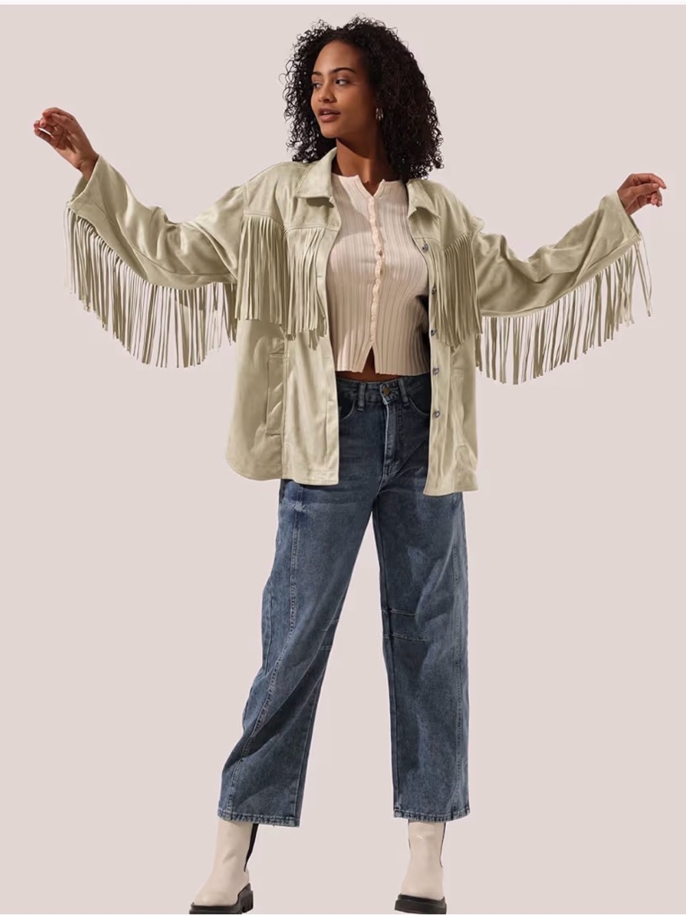 Faux Suede Fringe Jacket NWT